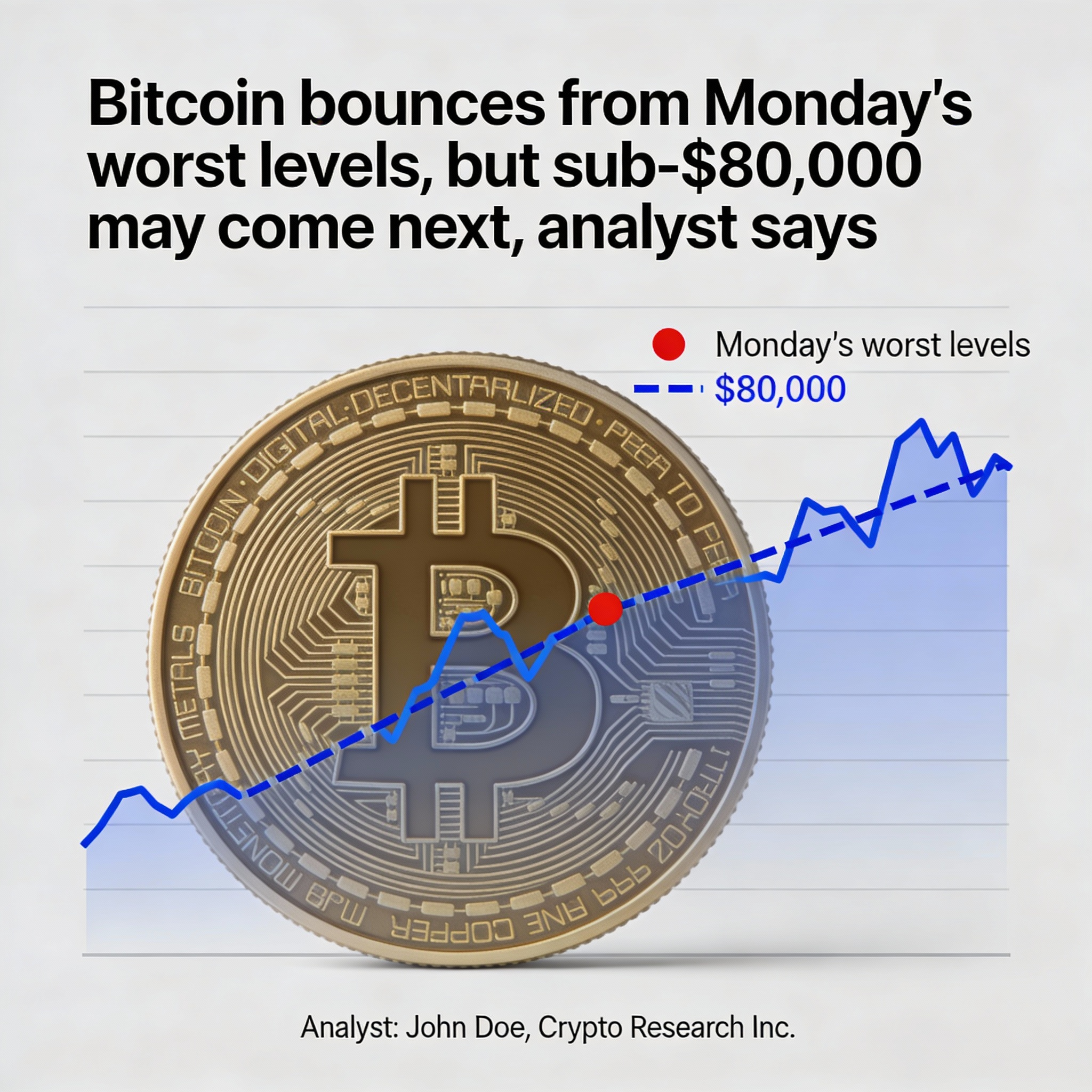 Bitcoin gains ground from Monday’s plunge, but analysts caution that a drop below $80,000 is possible.