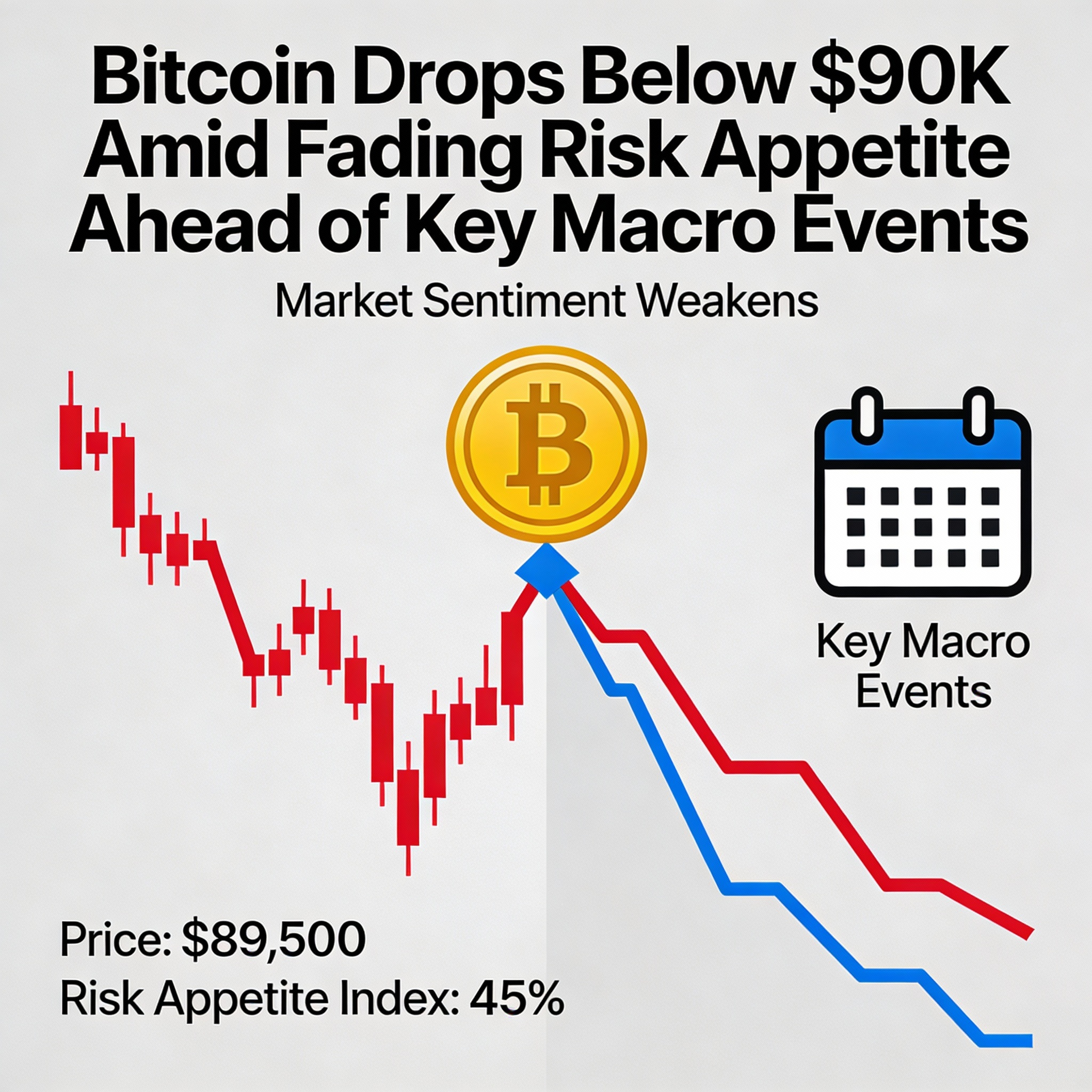BTC Retreats Below $90K Amid Softening Risk Appetite Ahead of Key Global Events
