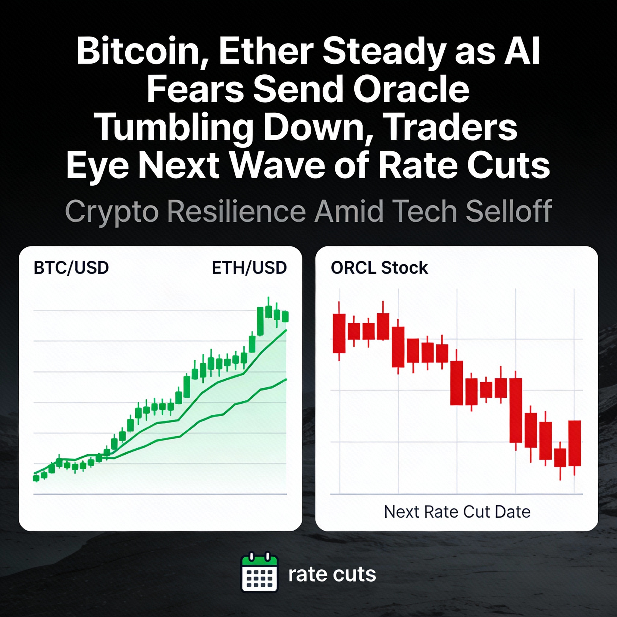 AI Anxiety Hits Oracle as Bitcoin and Ether Consolidate, Markets Brace for Additional Fed Easing