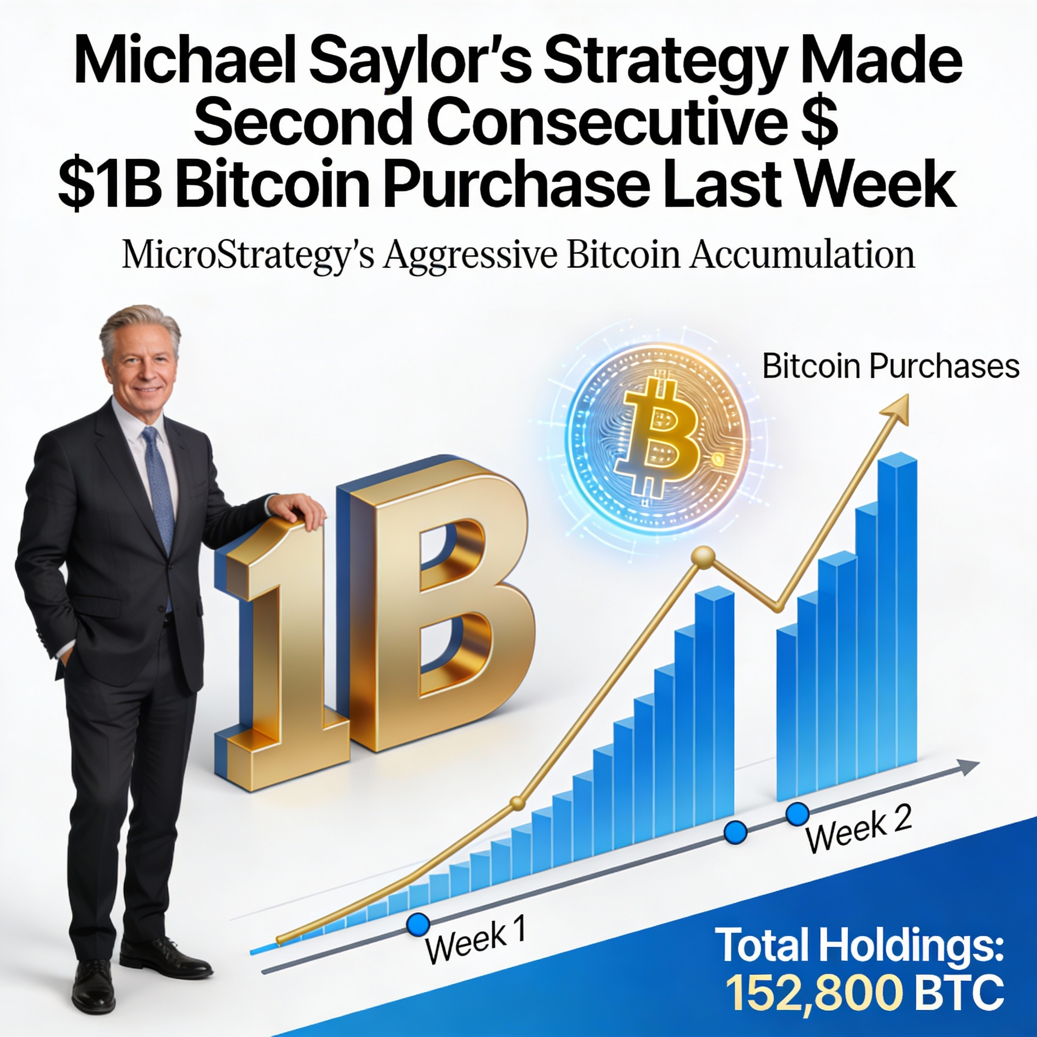 Michael Saylor Makes Another $1B Bitcoin Purchase, Marking Two Weeks in a Row