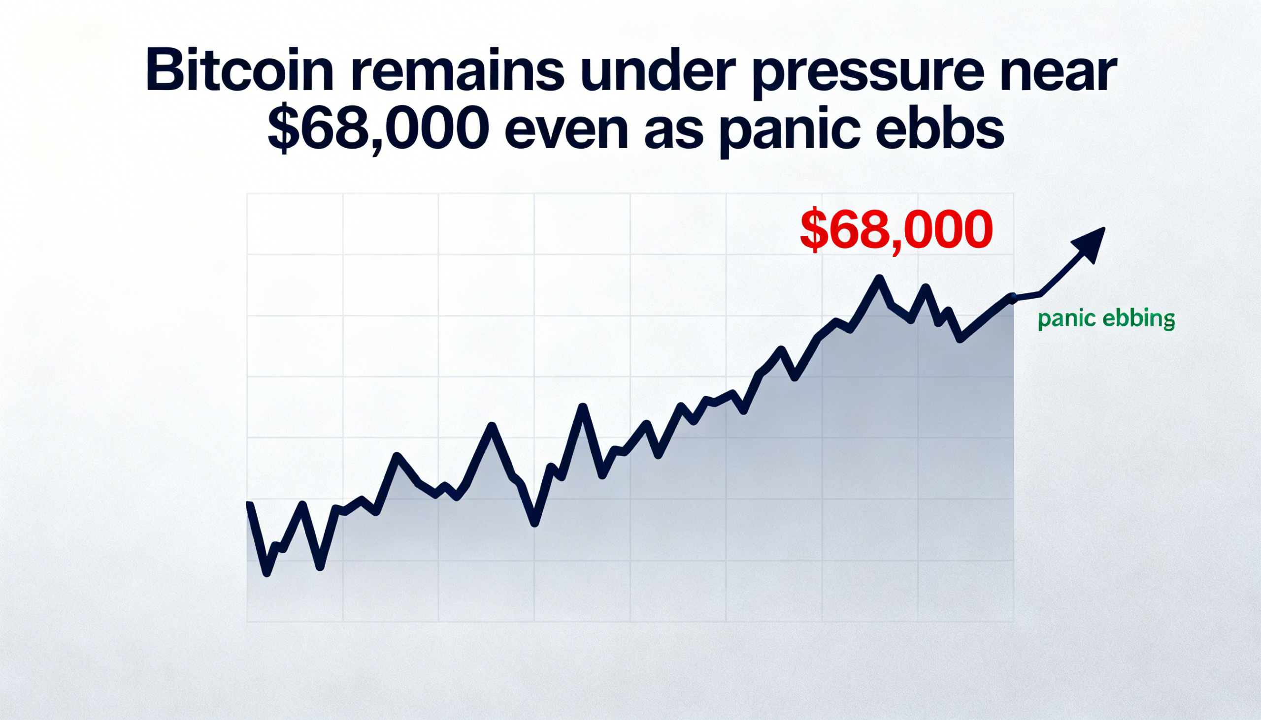 Despite a cooling in panic-driven selling, Bitcoin remains pressured around the $68,000 level.