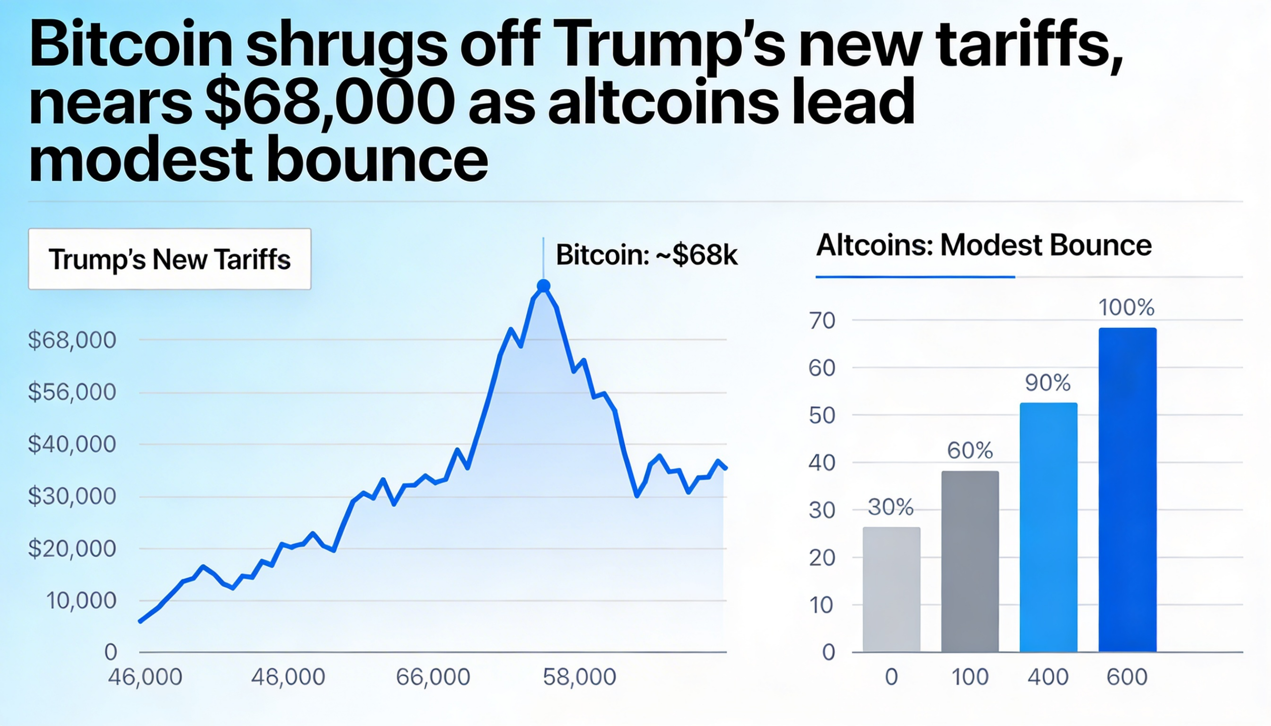 Bitcoin brushes aside Trump’s latest tariffs, approaches $68,000 as altcoins spearhead a mild rebound