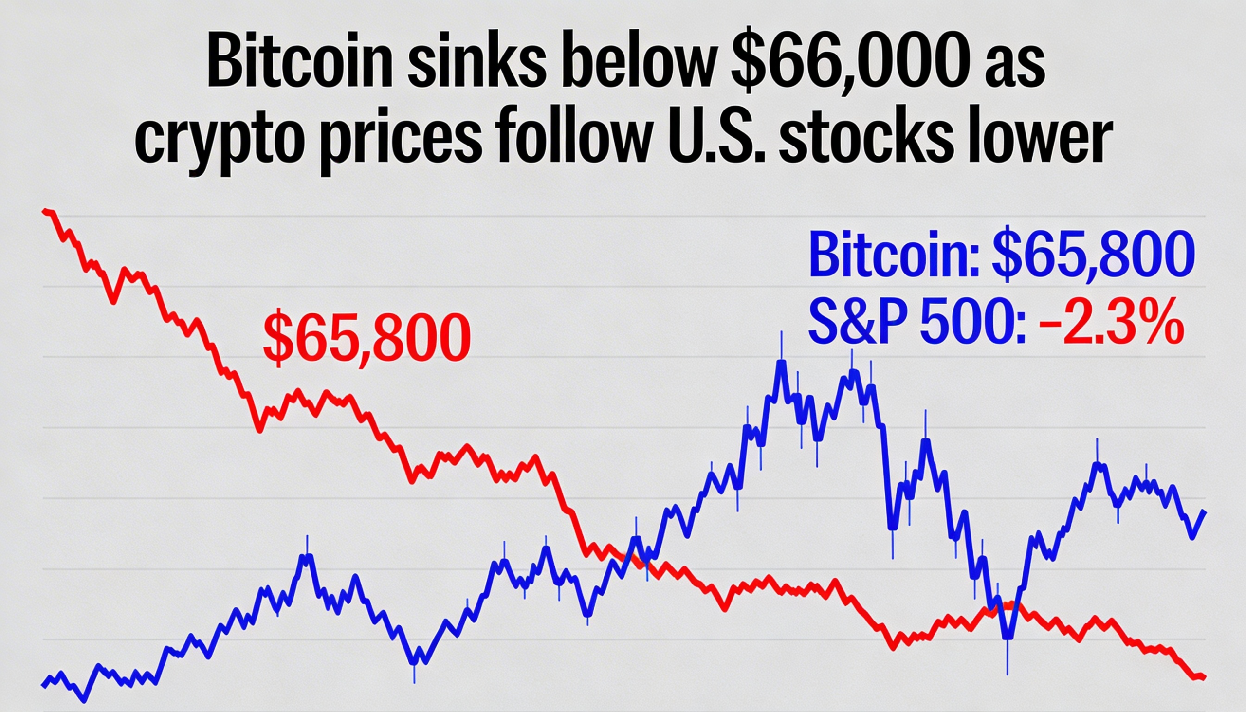 Bitcoin drops under $66,000 as cryptocurrencies track losses in U.S. equities.