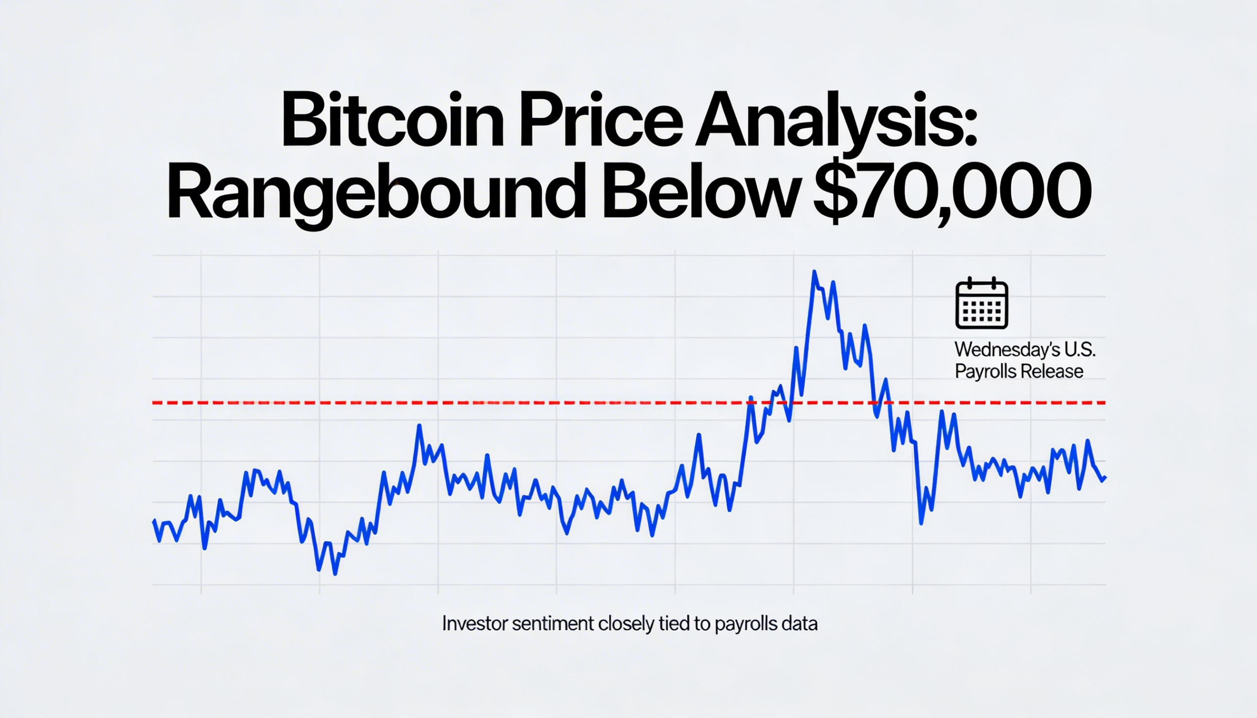 Bitcoin stays rangebound beneath $70,000 with investors focused on Wednesday’s U.S. payrolls release.