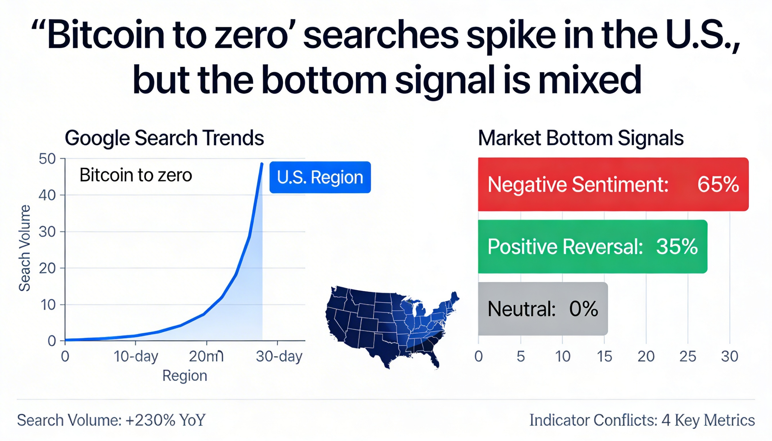 Bitcoin to zero’ searches surge in the U.S., though bottom signals remain unclear