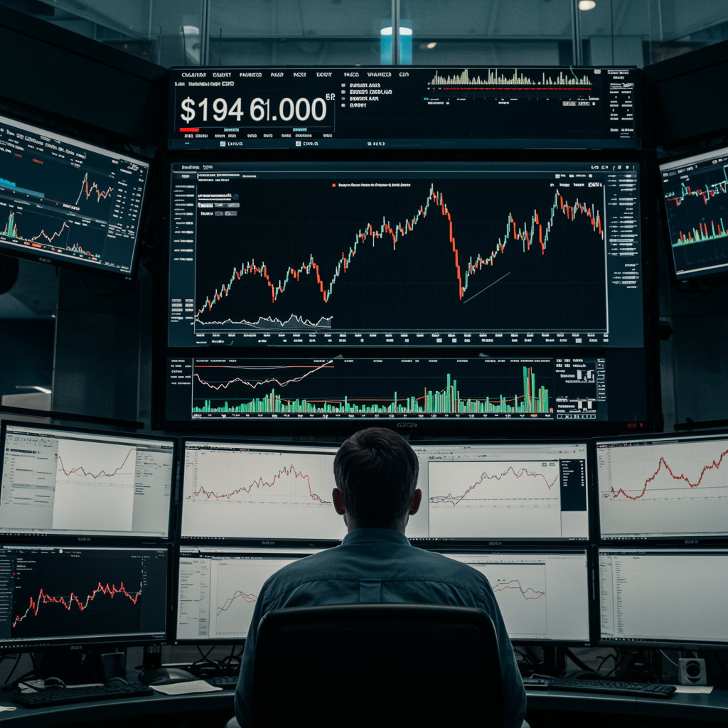 Freepik A Solitary Trader In A Sleek Trading Room 194 Mill 99903