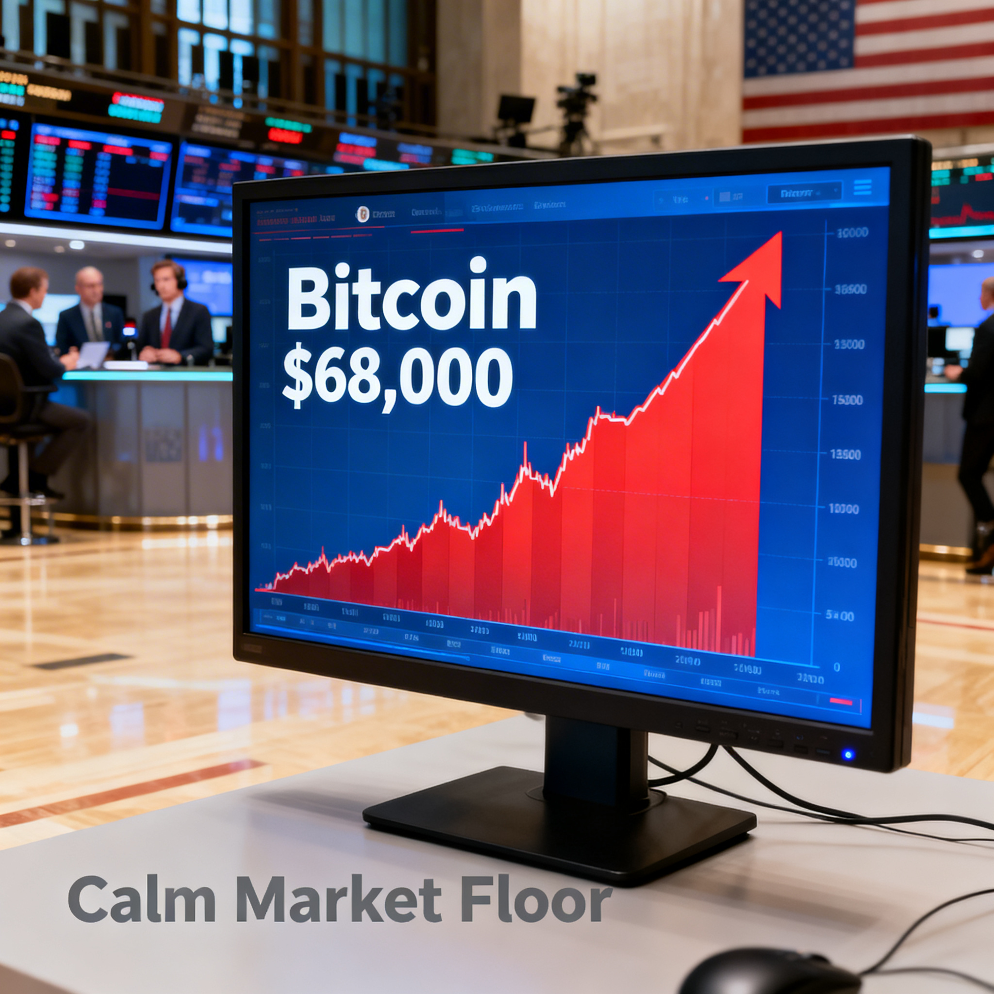 Freepik Bitcoin Chart Spike Past 68000 On Trading Monitor 74759
