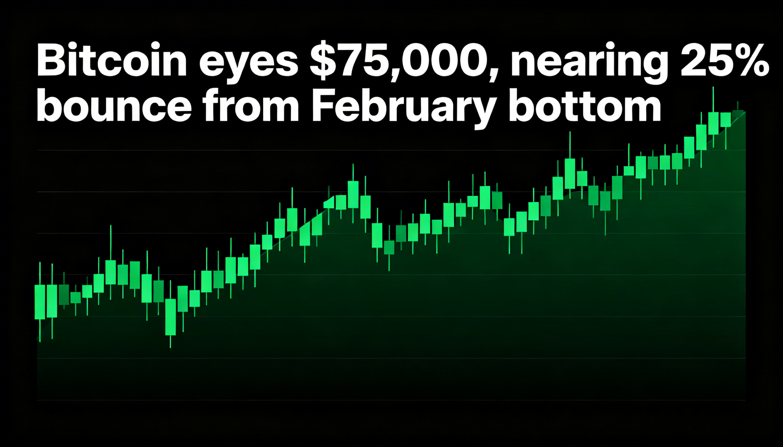 Bitcoin targets $75,000 as it approaches a 25% rebound from its February low.