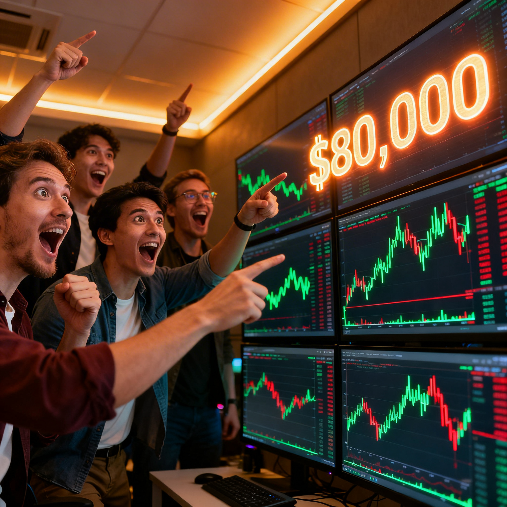 Freepik Group Of Bitcoin Traders Pointing Excitedly At A G 69621
