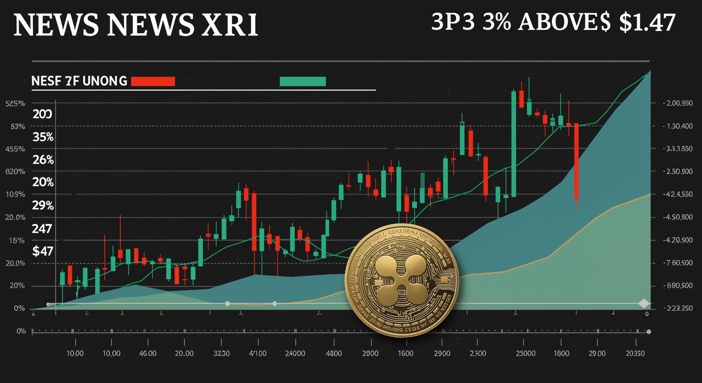 XRP rises 3% above $1.47 as a bitcoin-driven rally fuels the breakout.