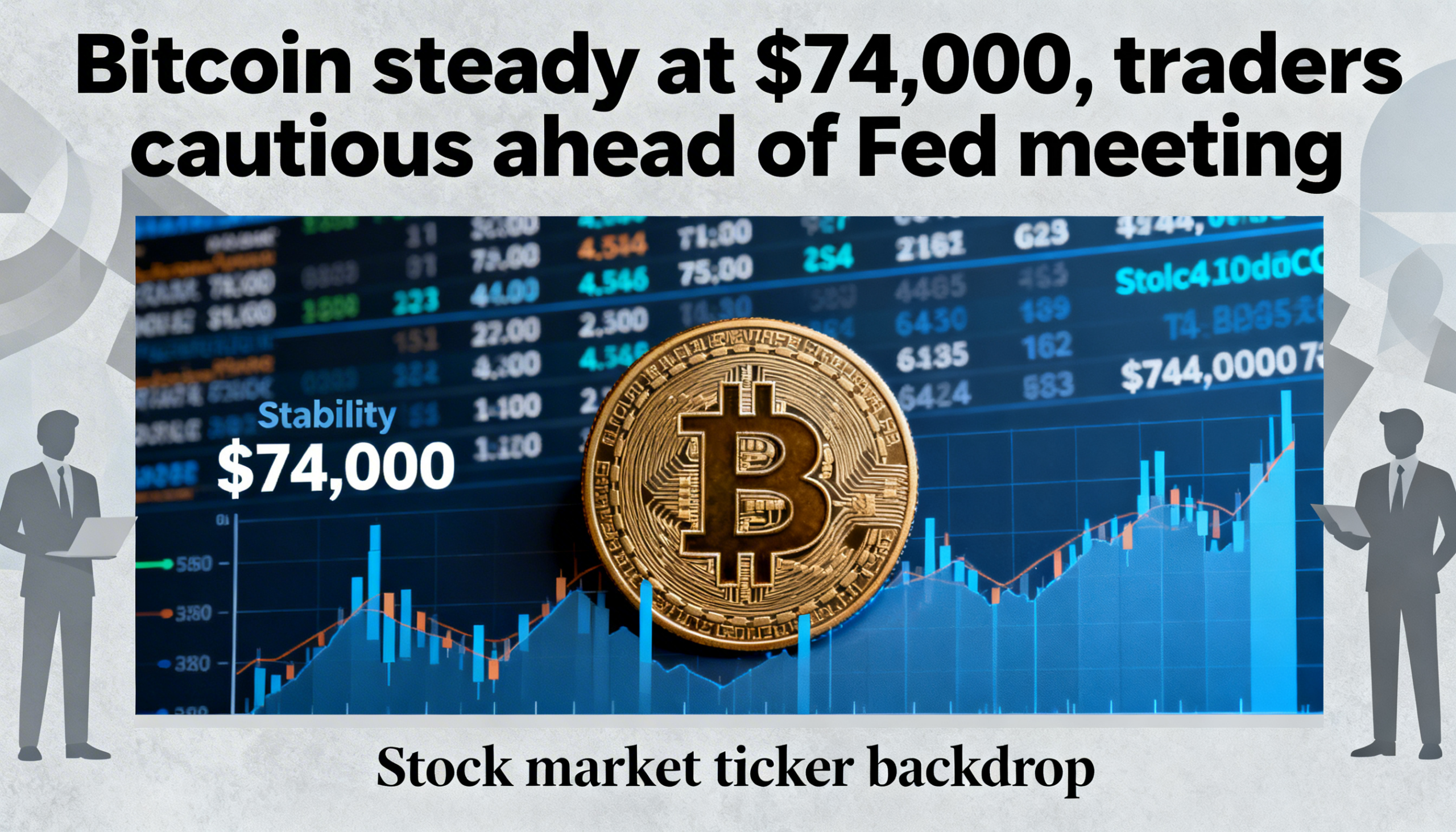 Freepik News Headline Bitcoin Steady At 74000 Traders Caut 61400