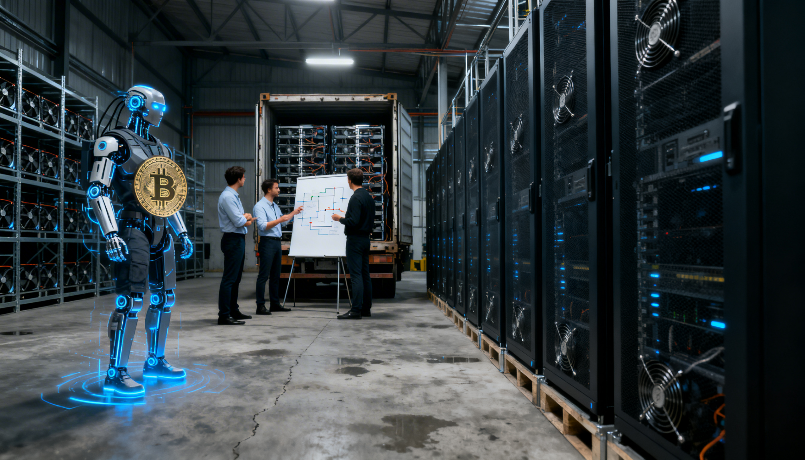 Freepik Bitcoin Miners Transforming Into Ai Startups Loading Servers In Industrial Warehouse Executives Planning Roadmap 0001 1