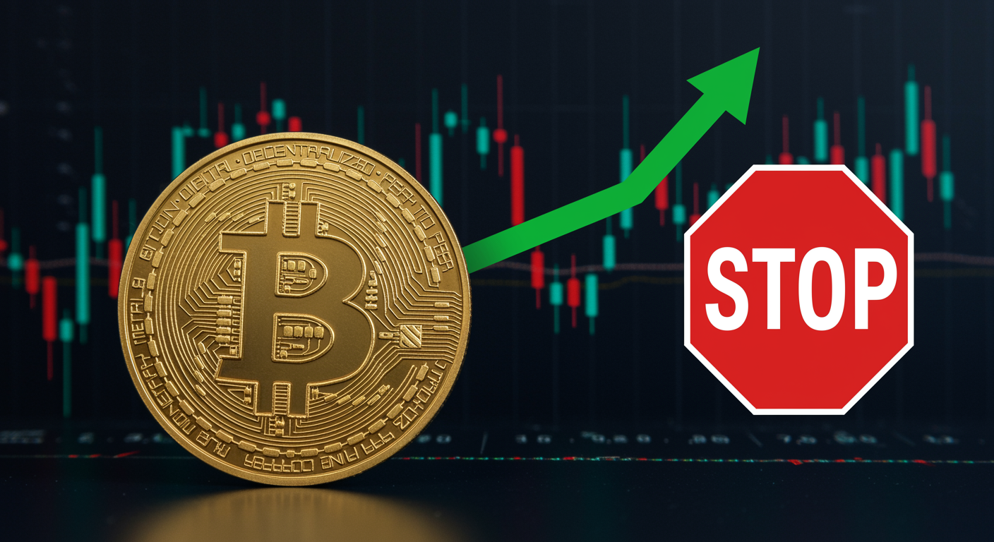 Freepik Financial Thumbnail Halting Upward Bitcoin Trend 13week Label Stop Icon Overlay Tidy Typography 0006