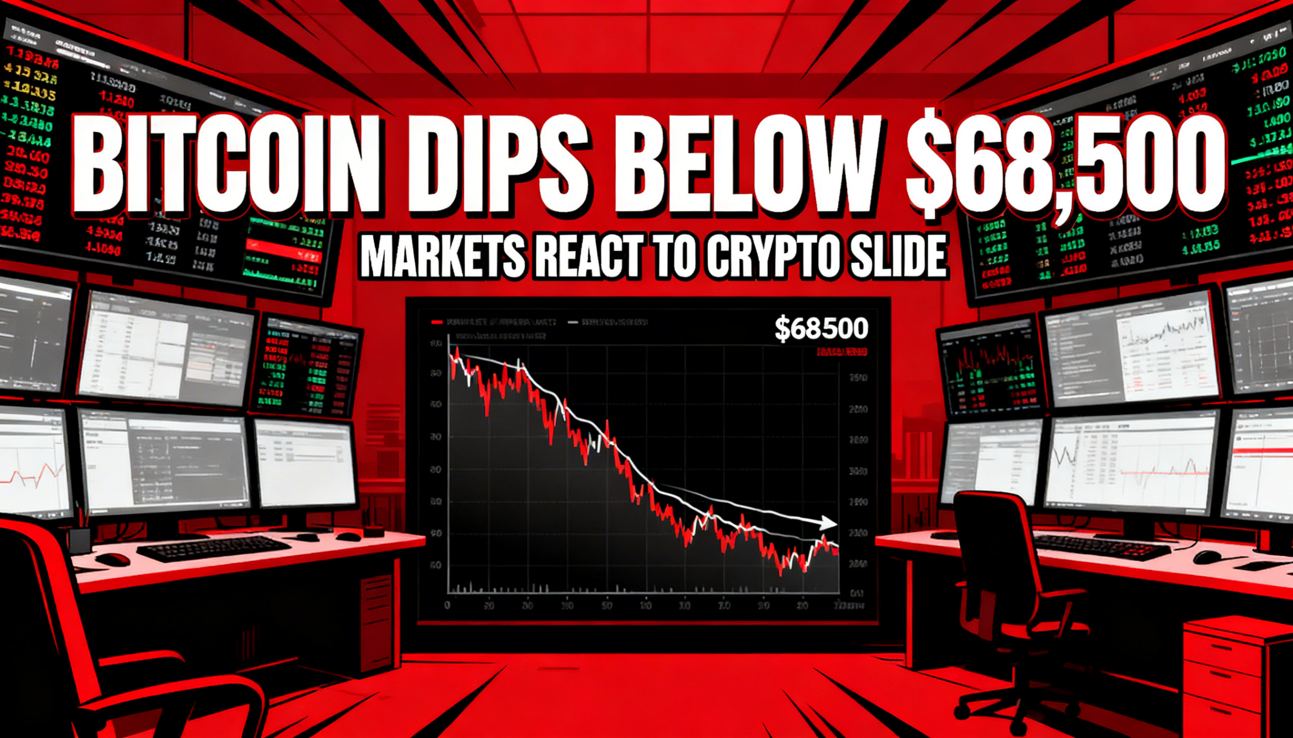 Bitcoin falls below $68,500 as Trump extends Iran deadline, but geopolitical risks remain elevated.