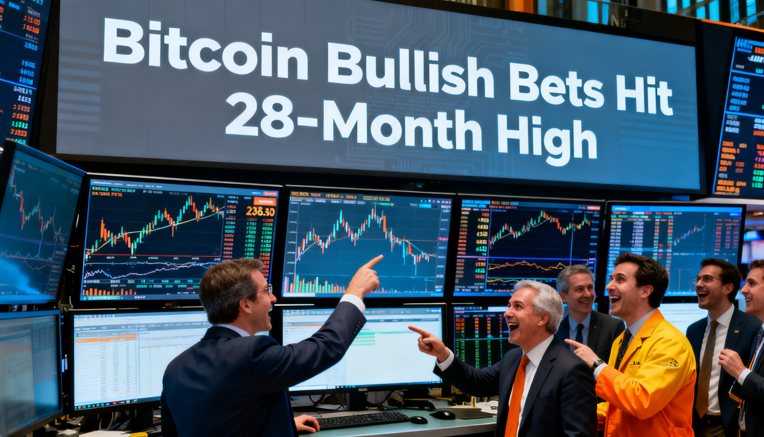 Freepik Newsstyle Headline About Bitcoin Bullish Bets Hitting 28month High Traders Reacting On Exchange Screens 0005