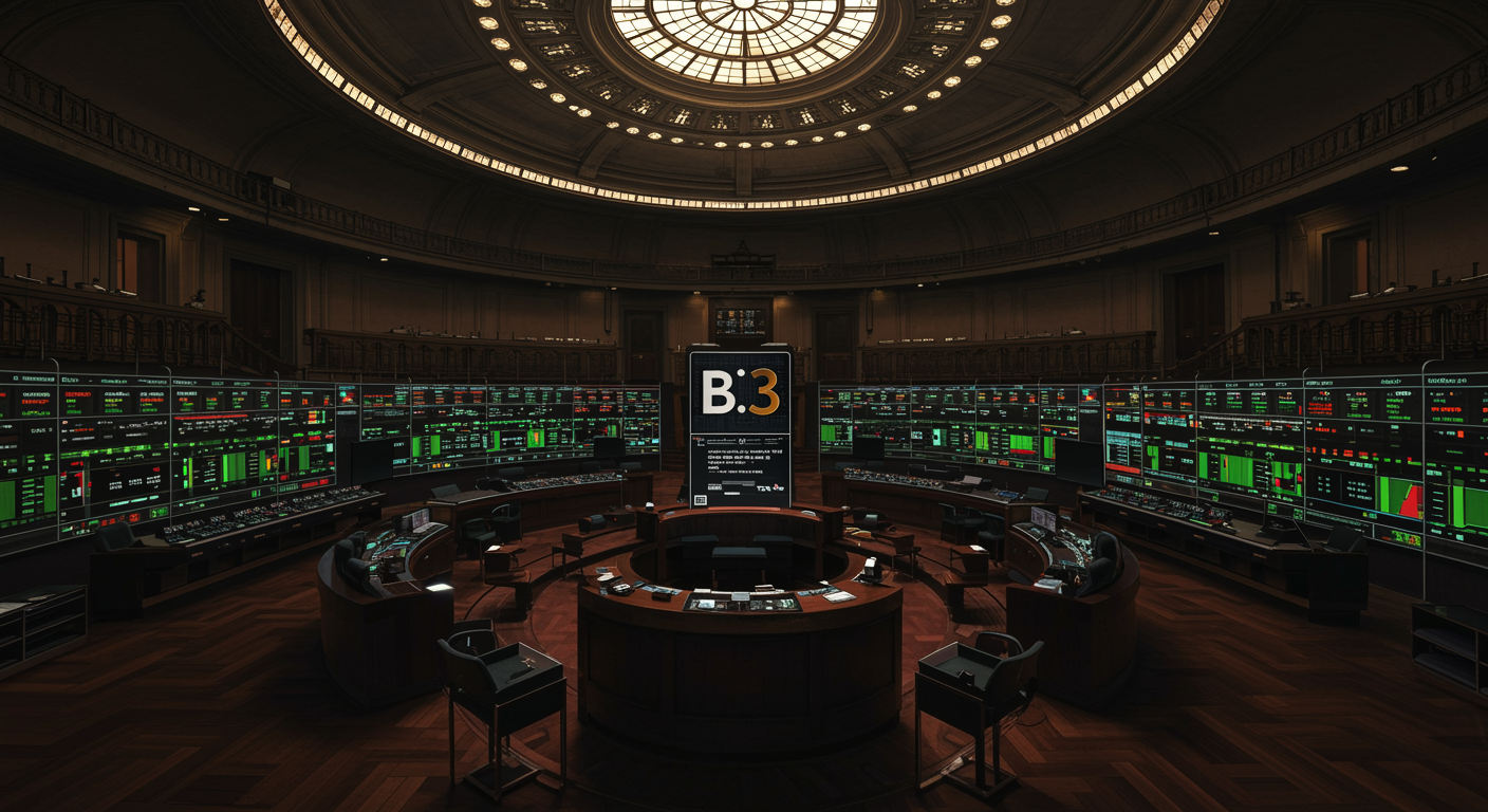 Freepik Illustration Of B3 Exchange Announcing Bitcoinlinked Event Contracts Elegant Trading Floor Digital Ticker 0021