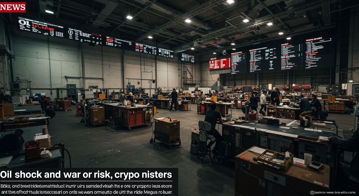 Freepik News Headline About Oil Shock And Iran War Risks Sidelining Crypto Investors Bold Editorial Layout Muted Newsroom Palette 0015